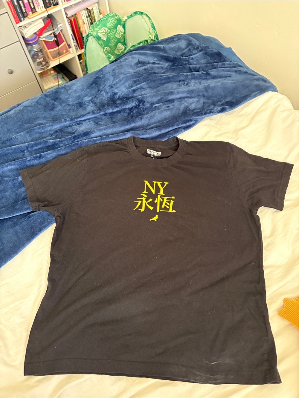 Staple Black Short-Sleeve Tee with Yellow NY & Chinese Characters